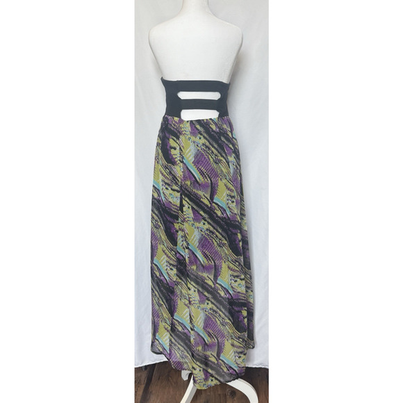 Y2K Strapless Asymmetrical Sheer Maxi Dress Size L Fairy Grunge Whimsigoth Flowy - Picture 5 of 9